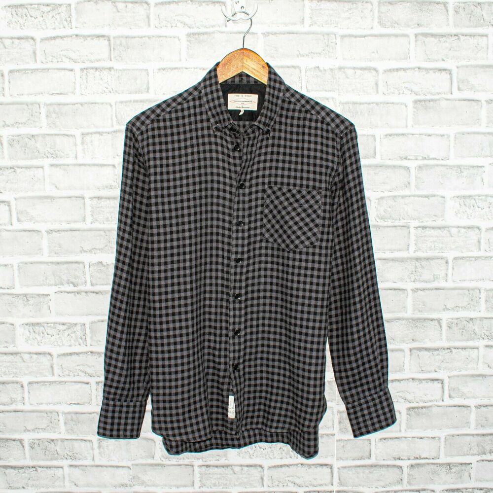 Rag & Bone Tailored Workwear Flannel Shirt Gray check Size XS